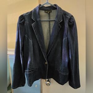 INC International Concepts Dark Blue Denim Blazer